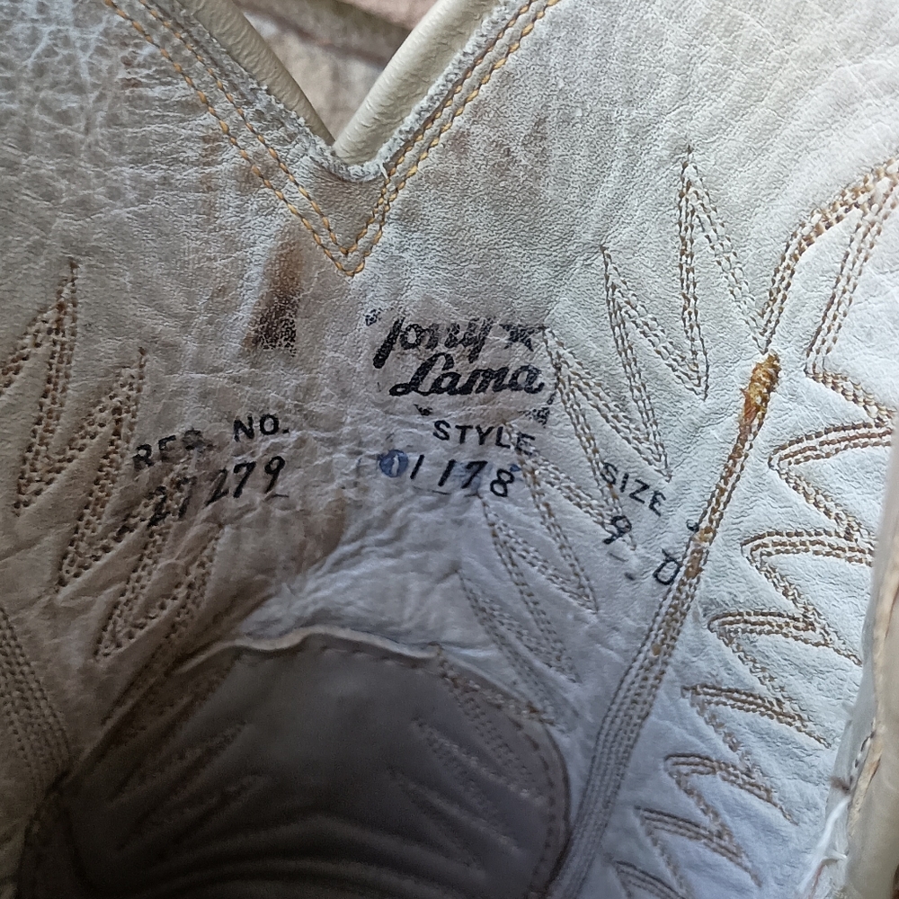 Tony Lama Cream Western Boots - Picture 4 of 7
